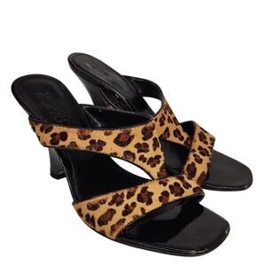 Vintage Leopard Print Wedge Sandals Sz 7.5